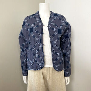 Quilted Navy Patterned Women's Jacket
